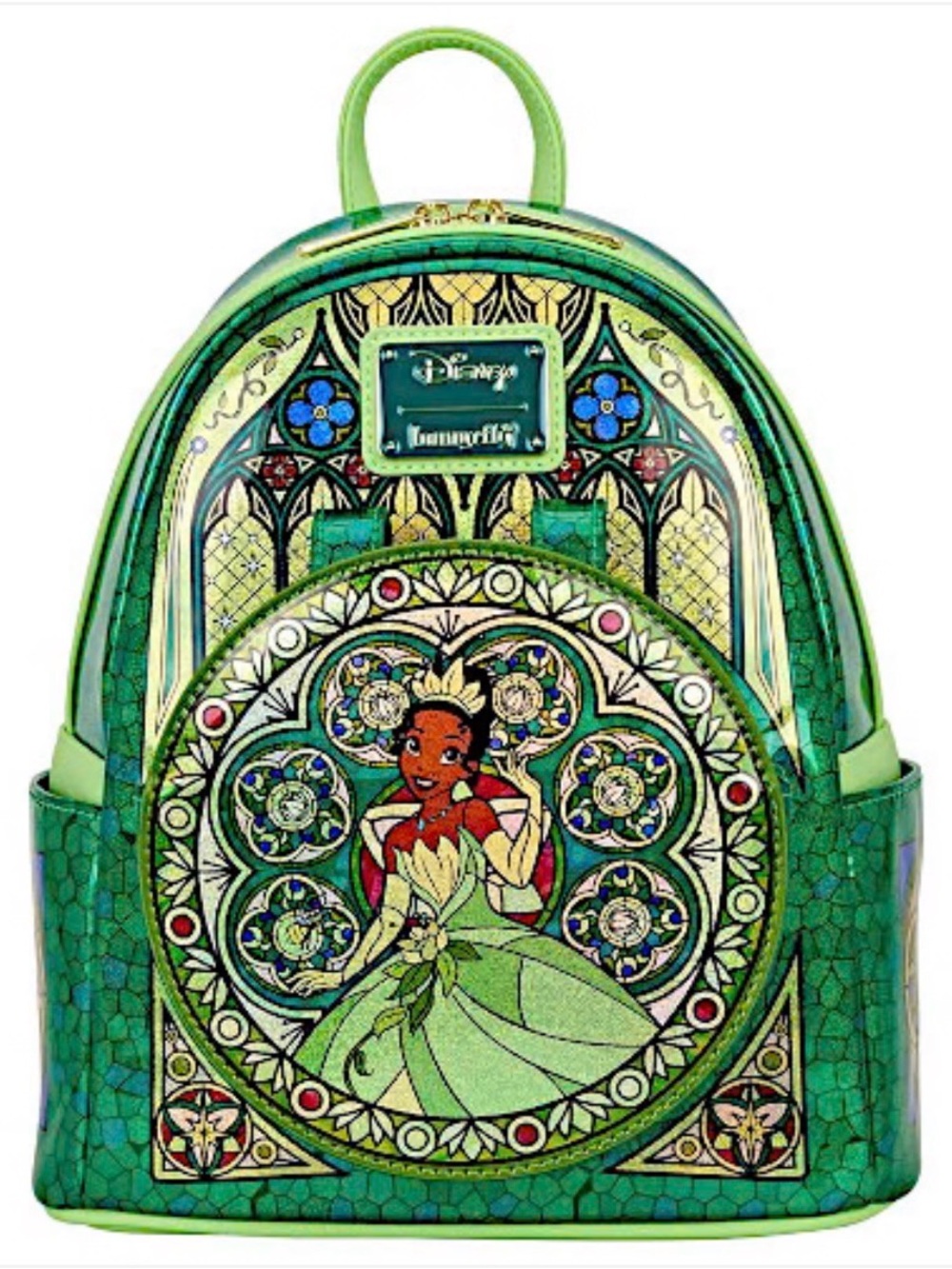 Loungefly Disney Princess Tiana Emerald Stained Glass Series Mini Backpack